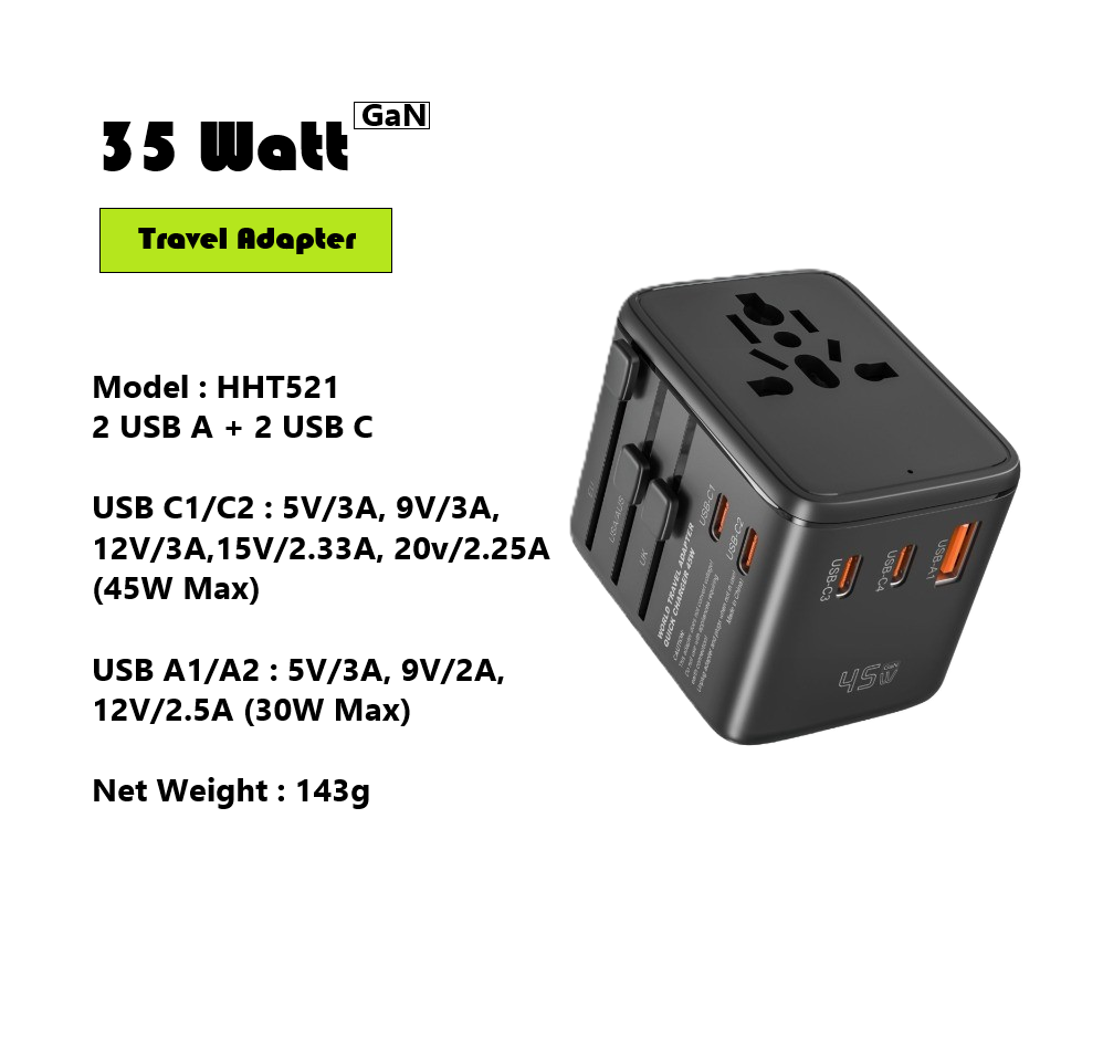 25W, 35w, 45w, 65w Univarsal Travel Adapter  থাম্বনেইল 2